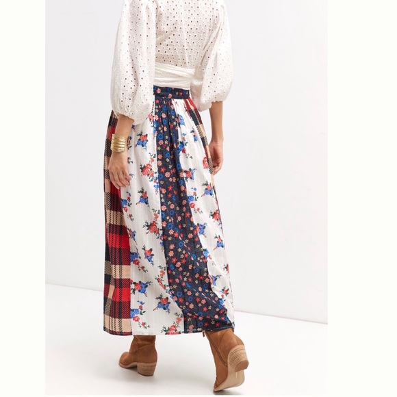 Anthropologie * Let Me Be* ALINE Contrast Mix Print Maxi Skirt XS - Picture 5 of 11